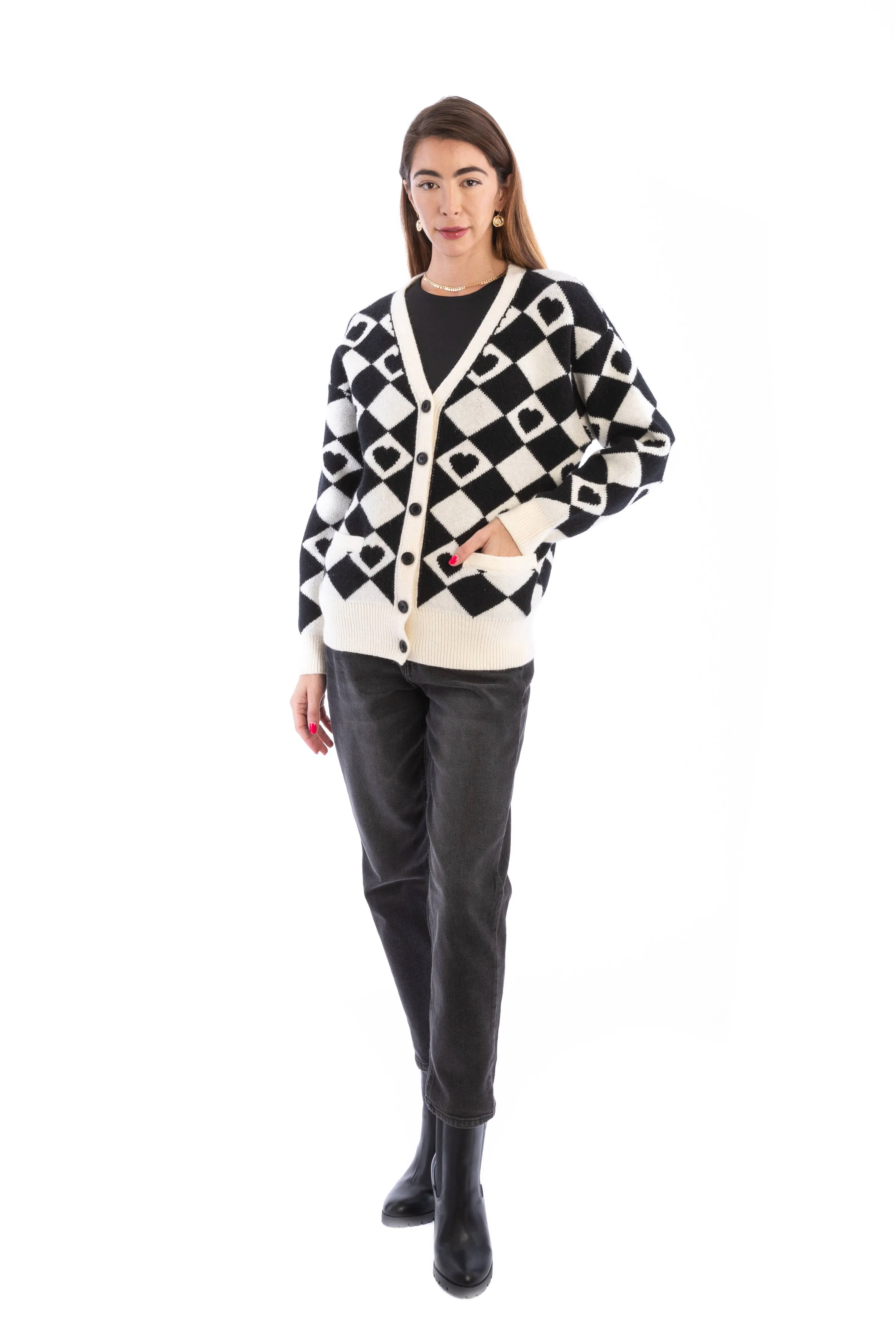Checkered Hearts Cardigan