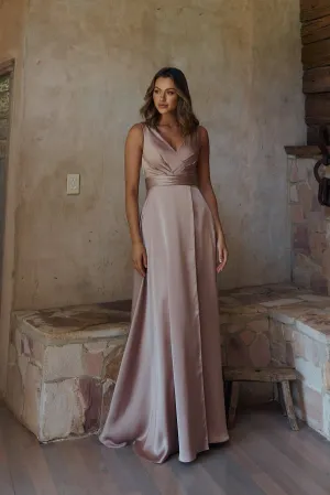 Chloe Cowl Satin Bridesmaid Dress – TO2325 Rose Pink