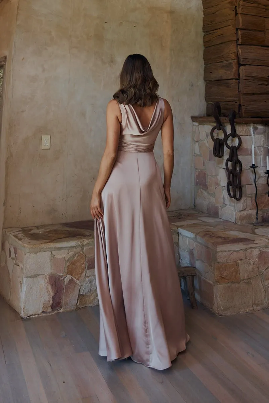 Chloe Cowl Satin Bridesmaid Dress – TO2325 Rose Pink