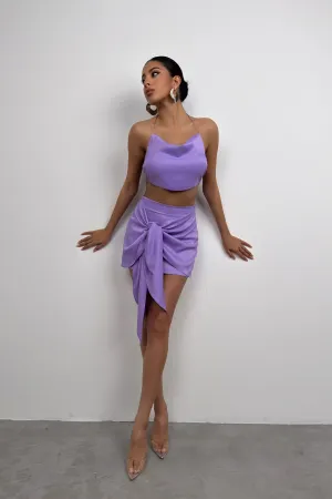 Cowl Neck Tied Back Detail Crop Top