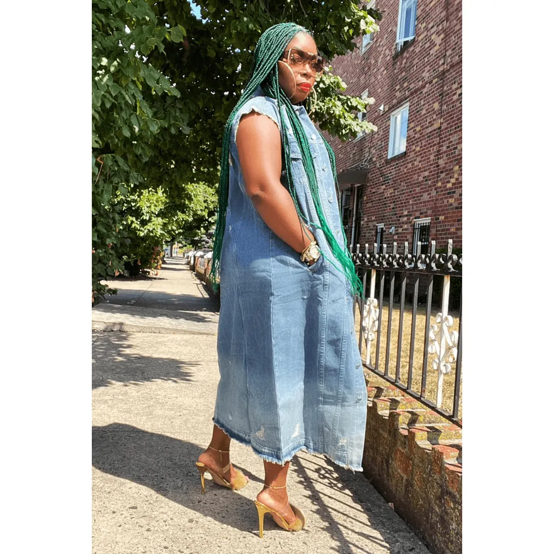 Denim Duster Vest- Also in Plus Size