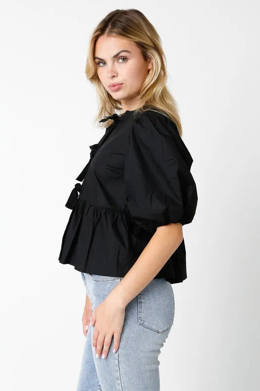 Eloise Tie Top- Black