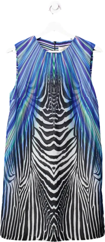 gottex Blue Zebra Print Mesh Beach Dress UK S