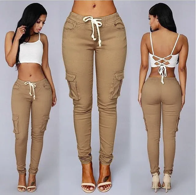 High Waist Lace Up Women Pants