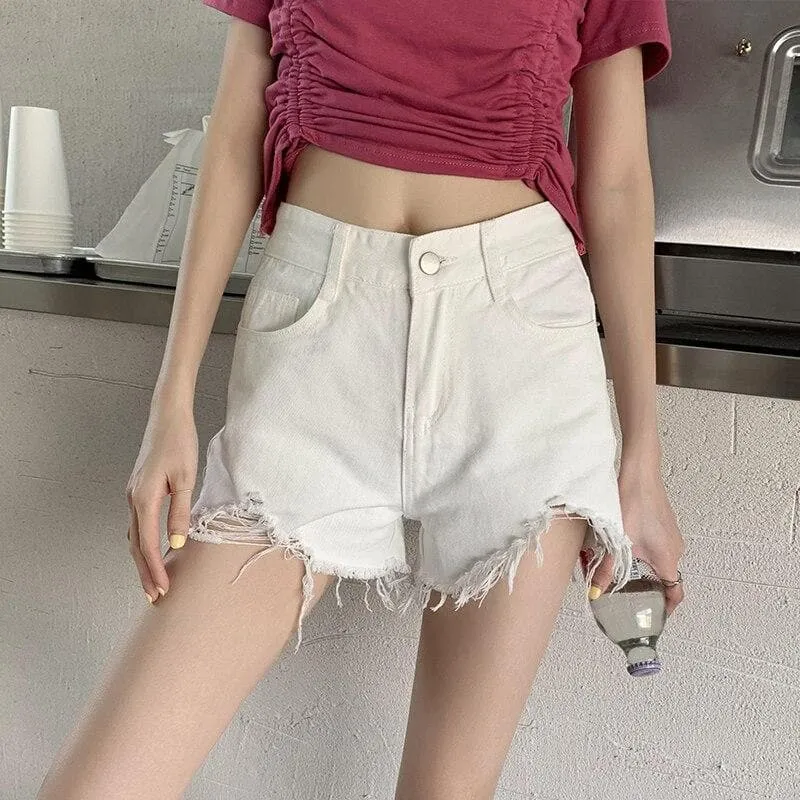 High Waist Shorts With Fringes