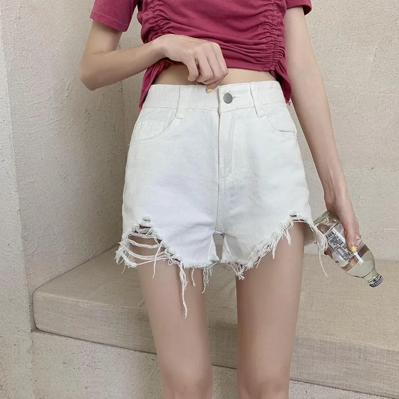 High Waist Shorts With Fringes