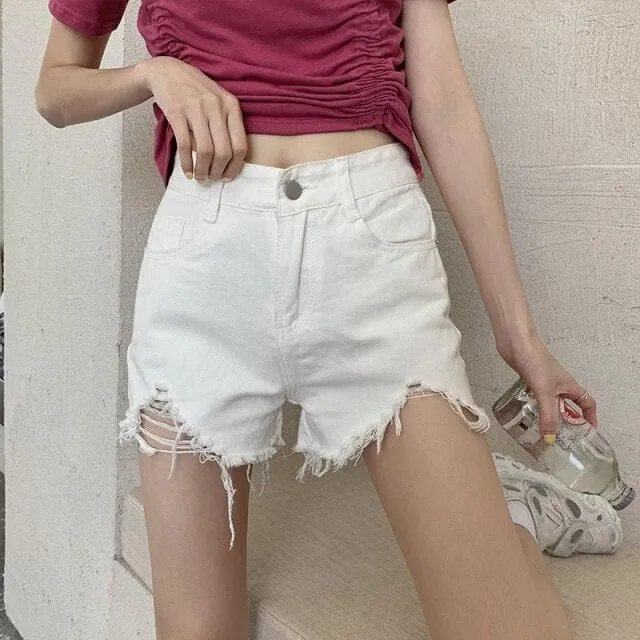 High Waist Shorts With Fringes