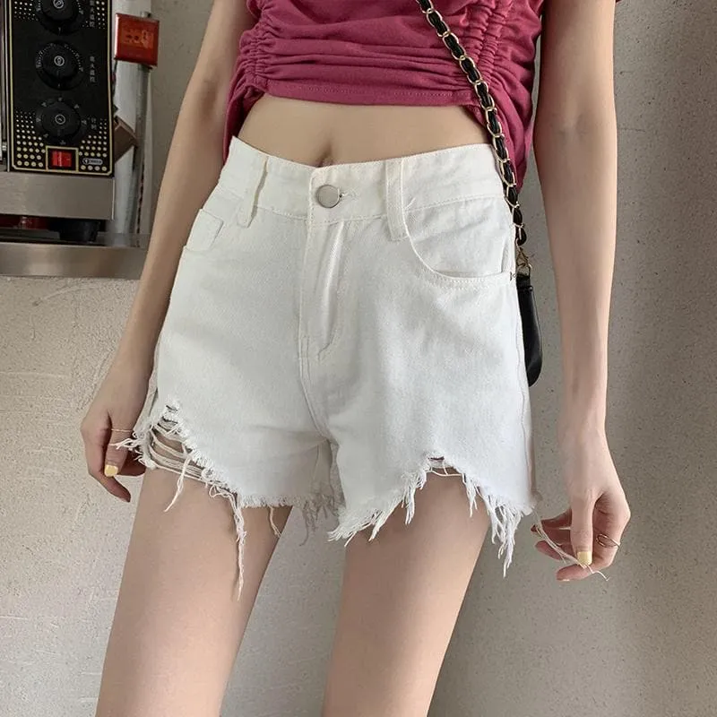 High Waist Shorts With Fringes