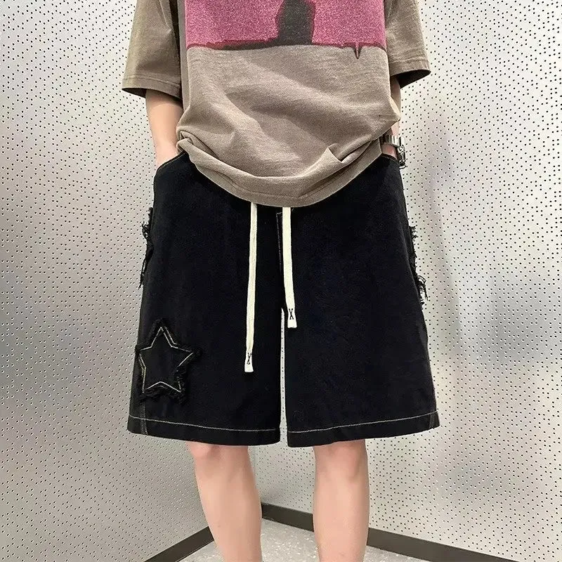 Hnzxzm Cargo Shorts Men's Retro Denim Summer Basic Style Simple And Versatile Hot Selling High Waist Casual Street Fashion Chic Shorts