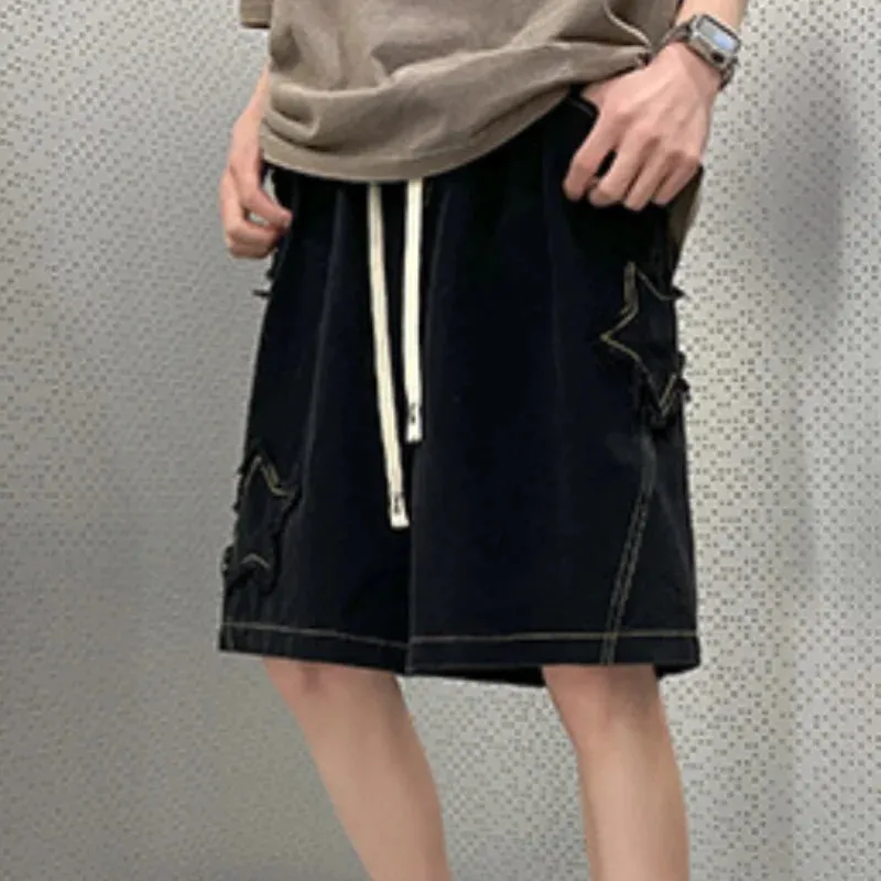 Hnzxzm Cargo Shorts Men's Retro Denim Summer Basic Style Simple And Versatile Hot Selling High Waist Casual Street Fashion Chic Shorts