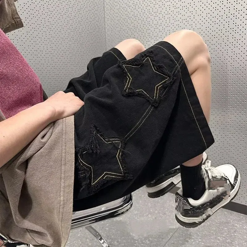 Hnzxzm Cargo Shorts Men's Retro Denim Summer Basic Style Simple And Versatile Hot Selling High Waist Casual Street Fashion Chic Shorts