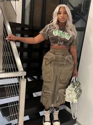 LOOSE WAIST CARGO WOMEN SKIRT