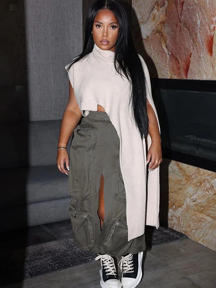 LOOSE WAIST CARGO WOMEN SKIRT