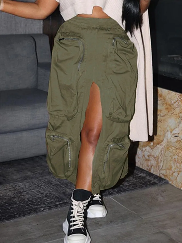 LOOSE WAIST CARGO WOMEN SKIRT