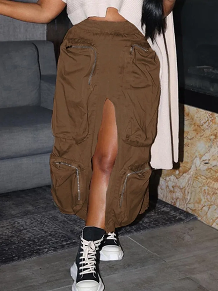 LOOSE WAIST CARGO WOMEN SKIRT