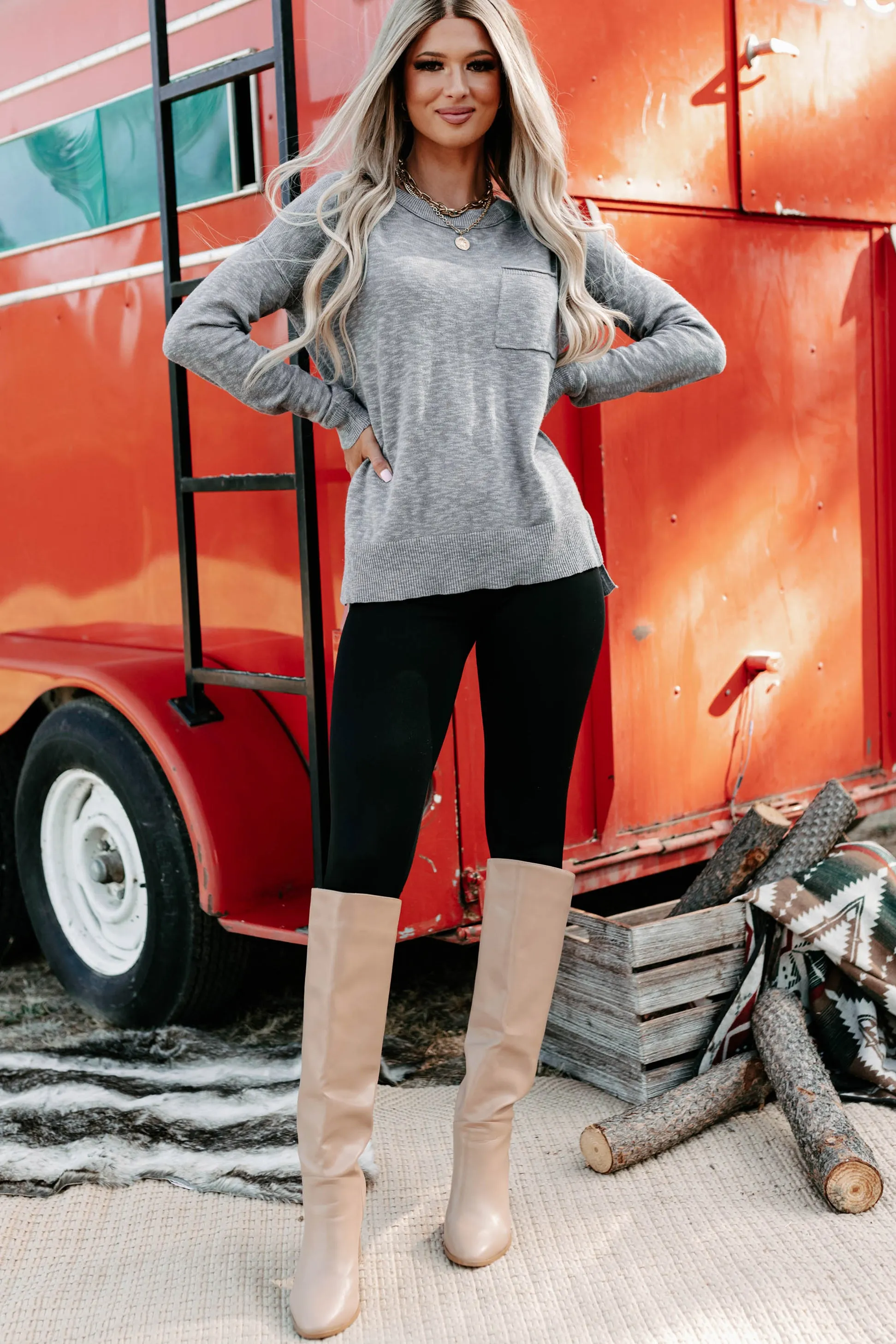 Luella Boatneck Sweater Top (Dusty Blue)