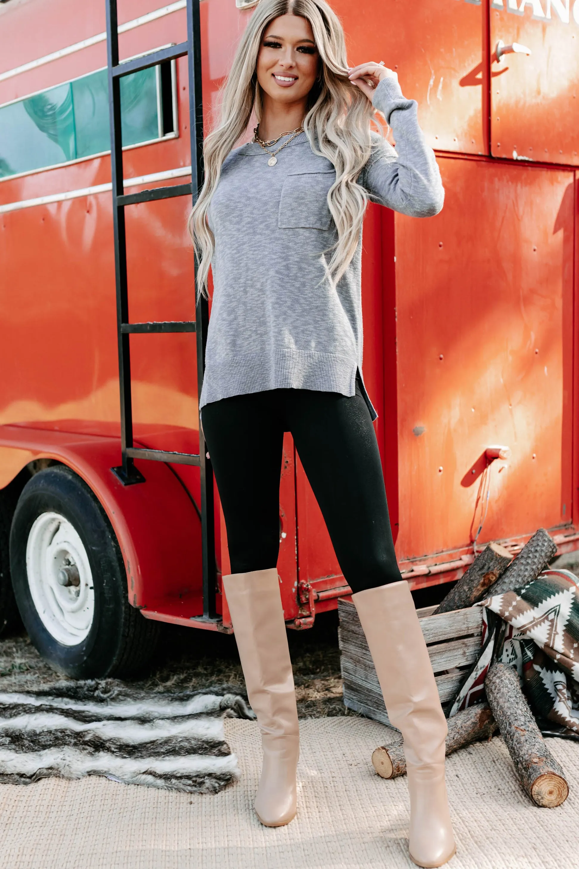 Luella Boatneck Sweater Top (Dusty Blue)