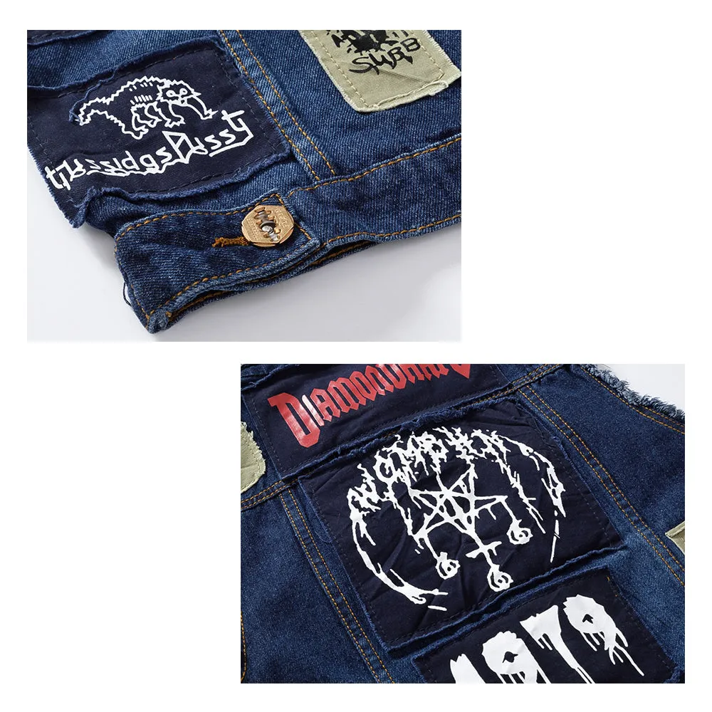 Men's Punk Blue Denim Vest