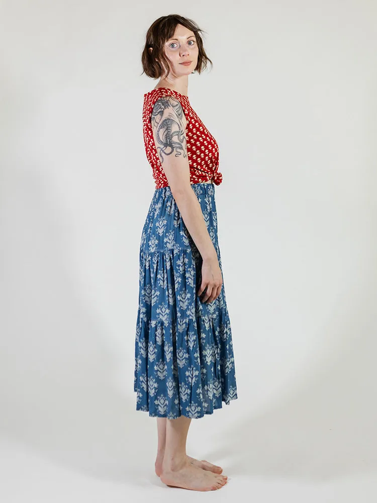 Millie Muscle Tee - Micro Floral Red