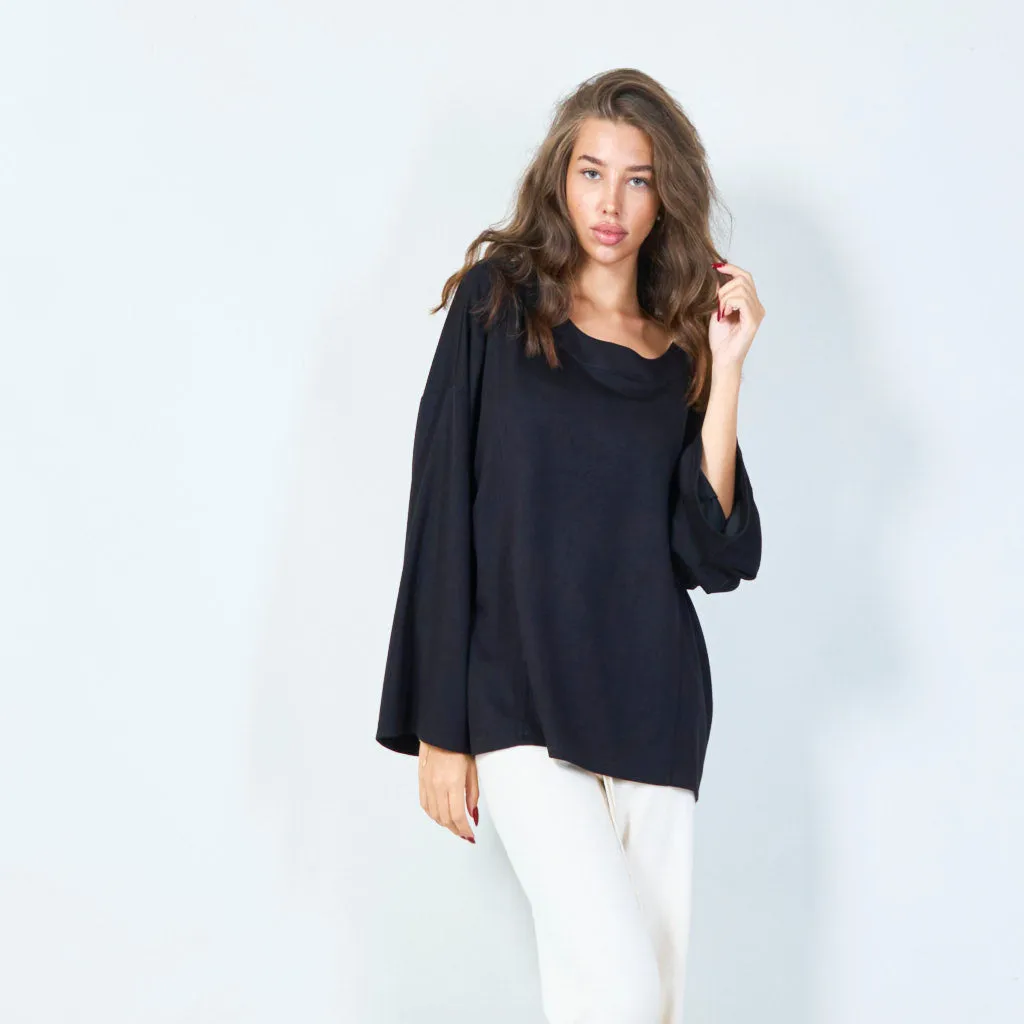 Oversized long sleeve top with boatneck wholesale