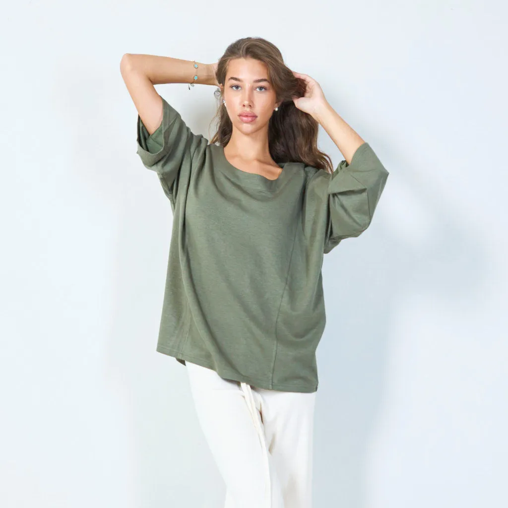 Oversized long sleeve top with boatneck wholesale