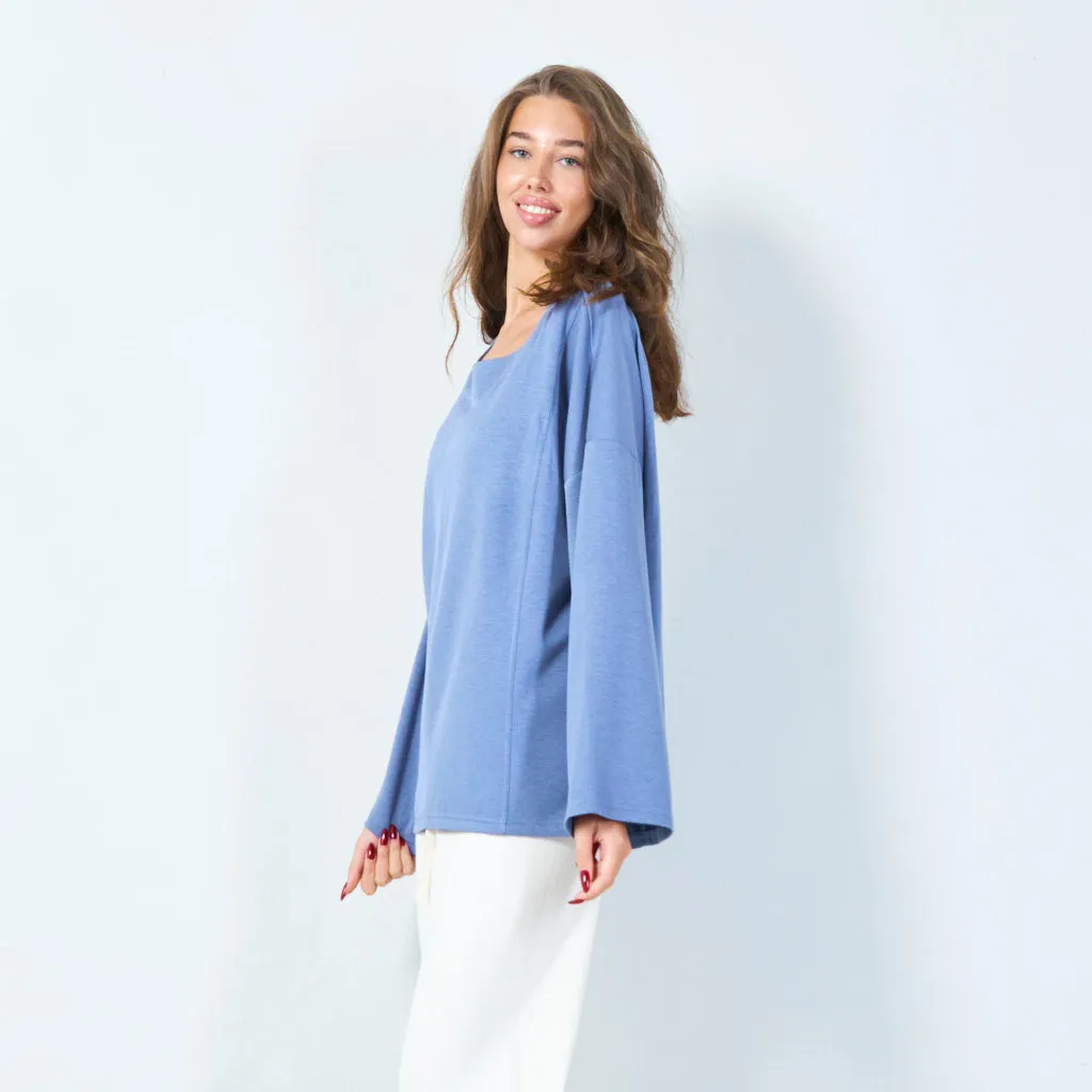 Oversized long sleeve top with boatneck wholesale