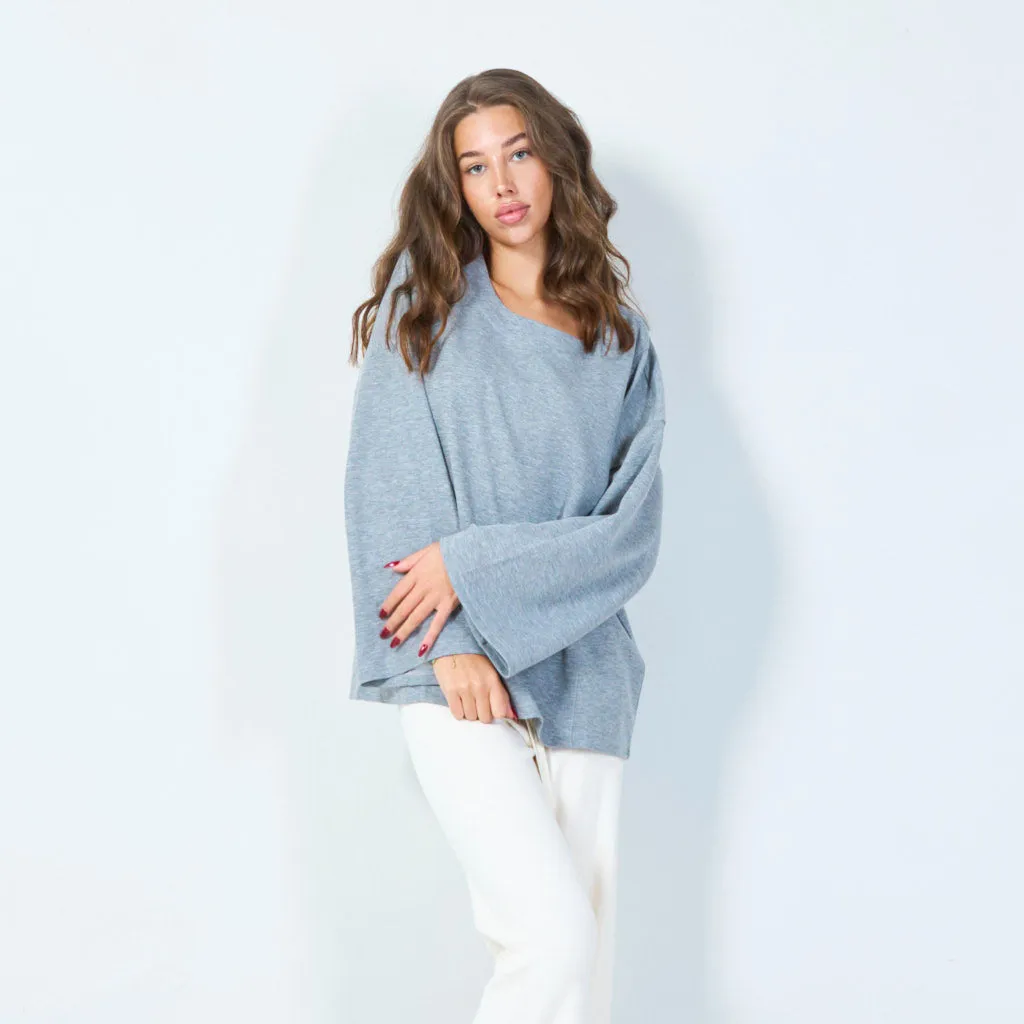 Oversized long sleeve top with boatneck wholesale