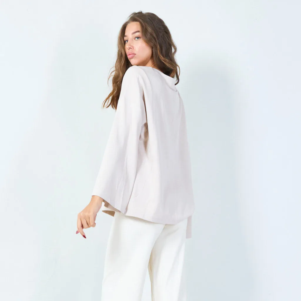 Oversized long sleeve top with boatneck wholesale