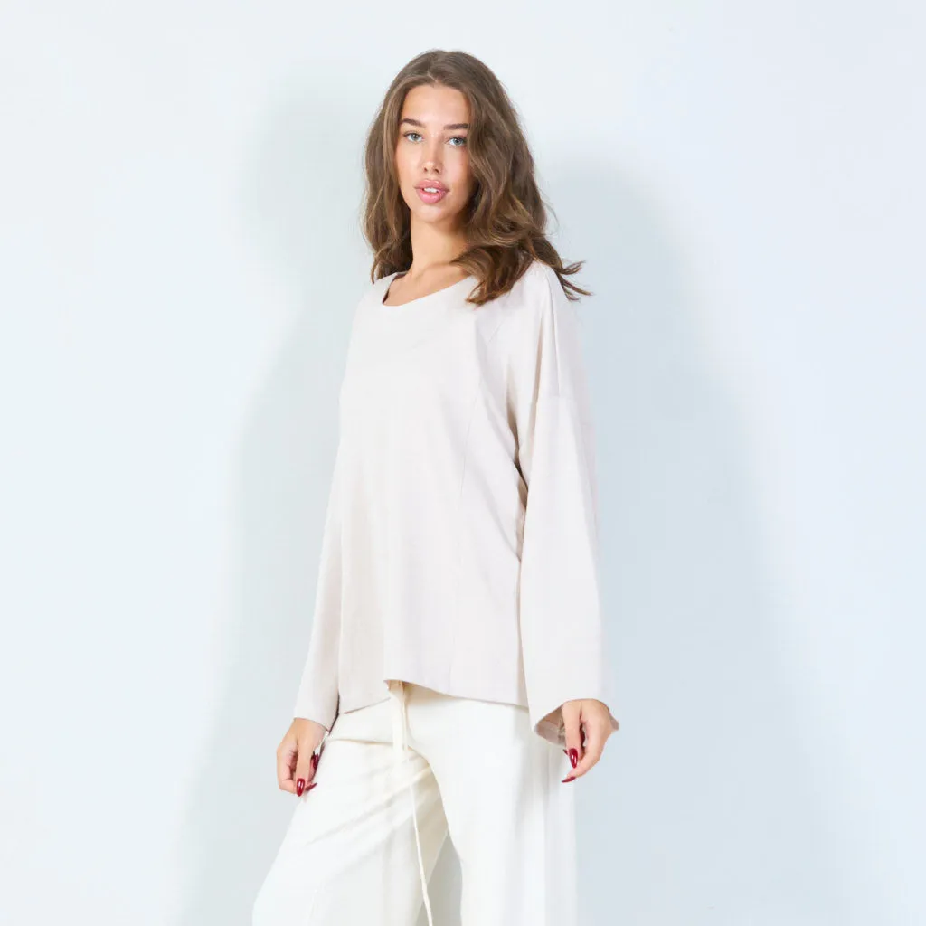 Oversized long sleeve top with boatneck wholesale