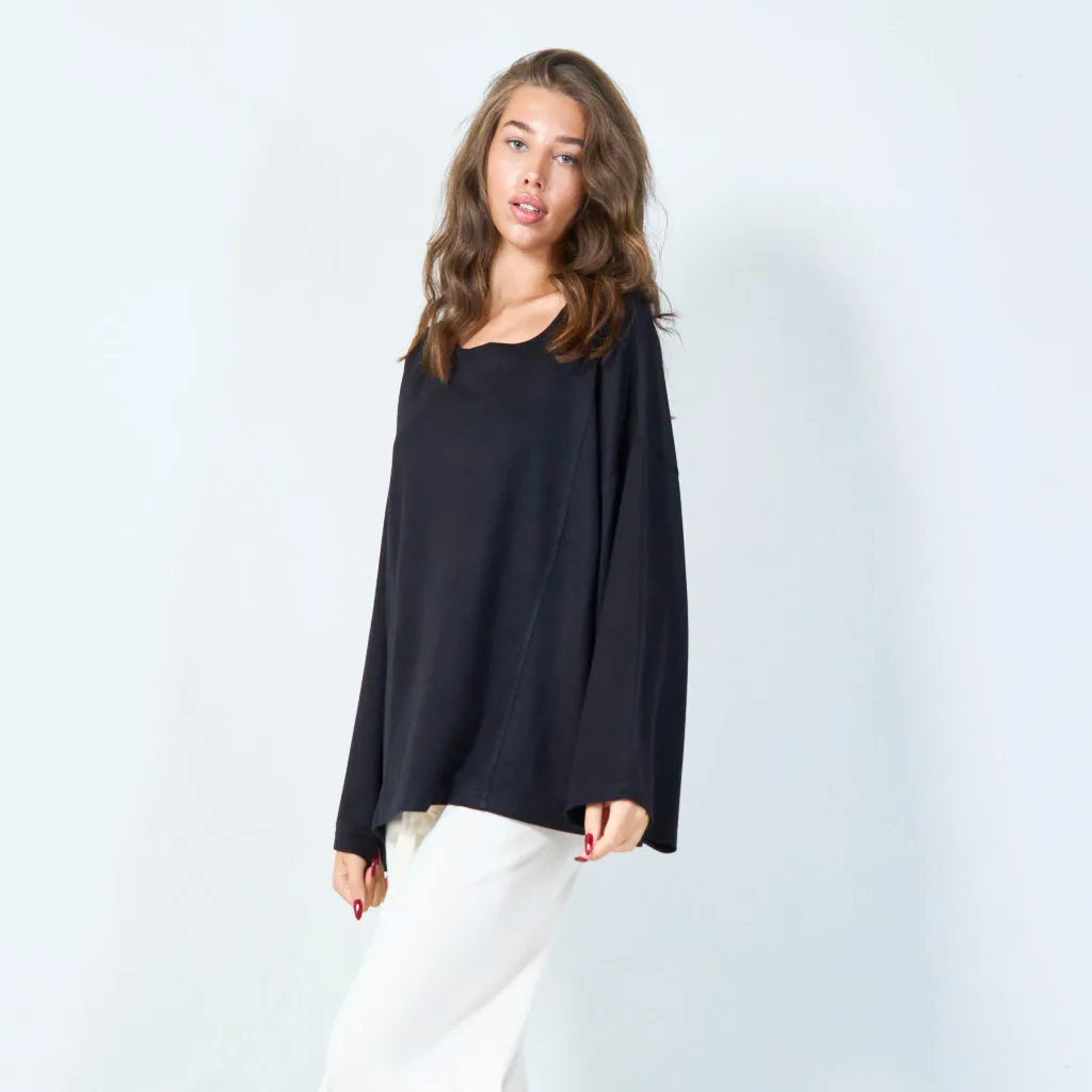 Oversized long sleeve top with boatneck wholesale