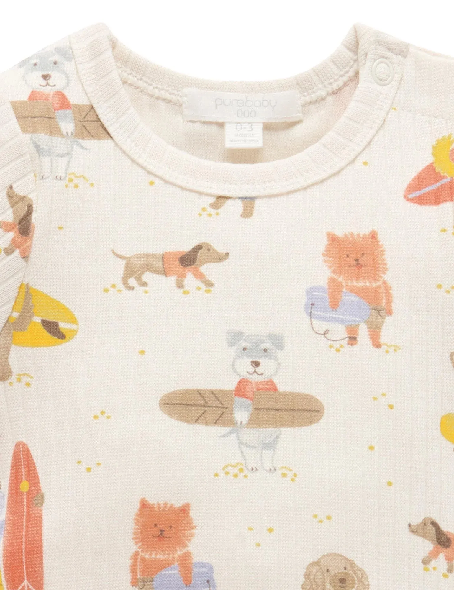 Purebaby Surfing Dogs Rib Bodysuit