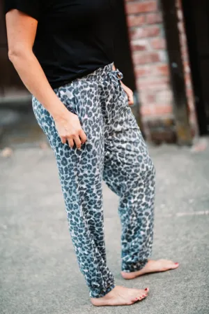 Running Wild Grey Leopard Joggers