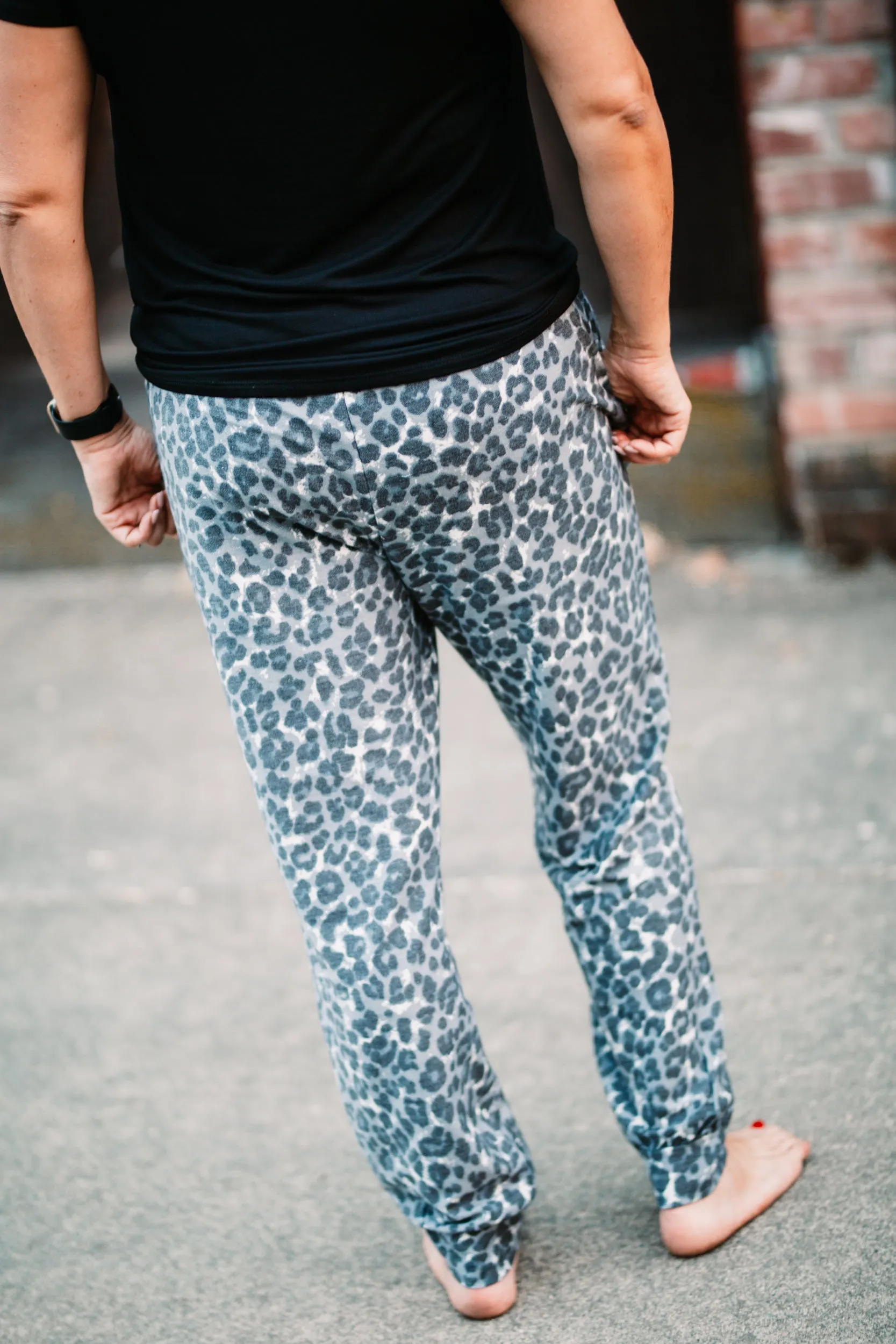 Running Wild Grey Leopard Joggers