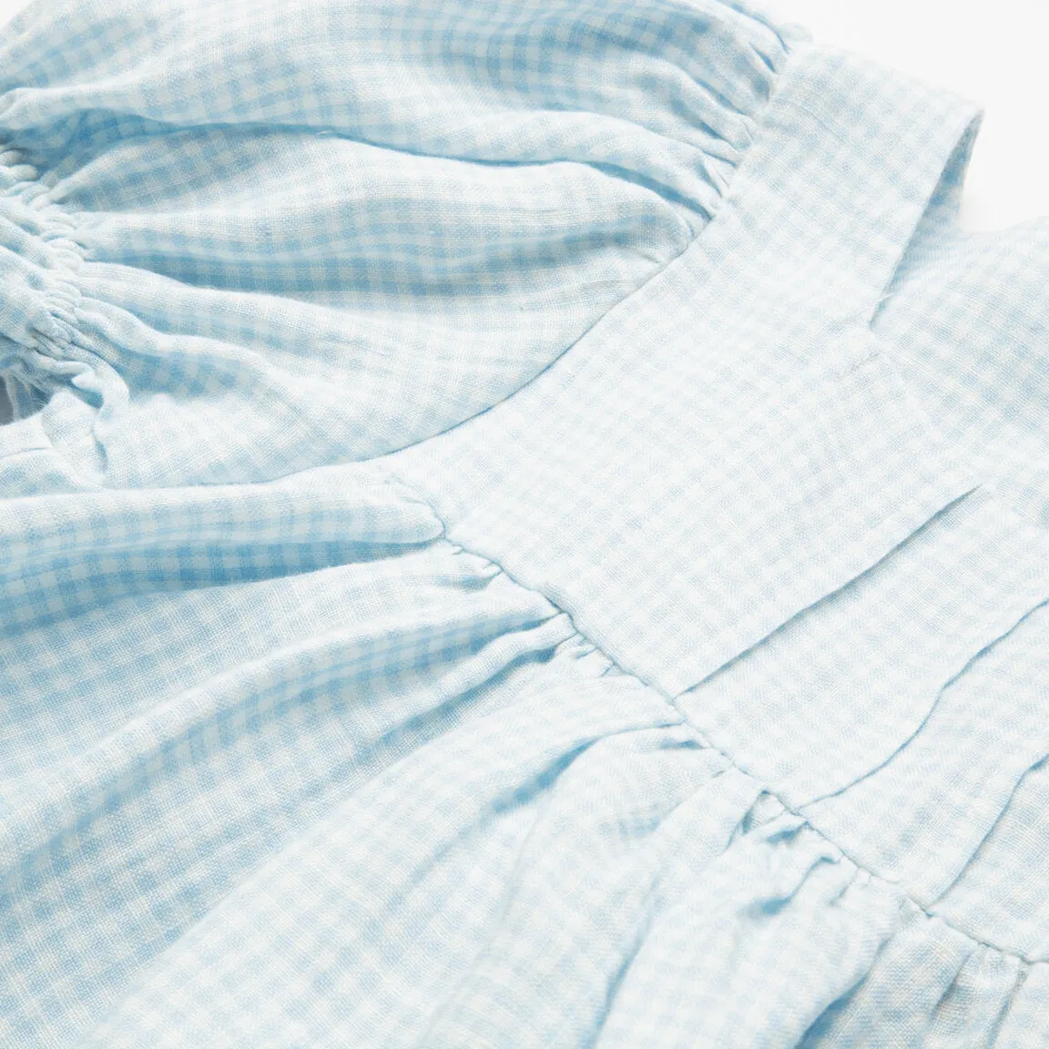 Skipping Dress, Baby Blue & Milk Mini Check