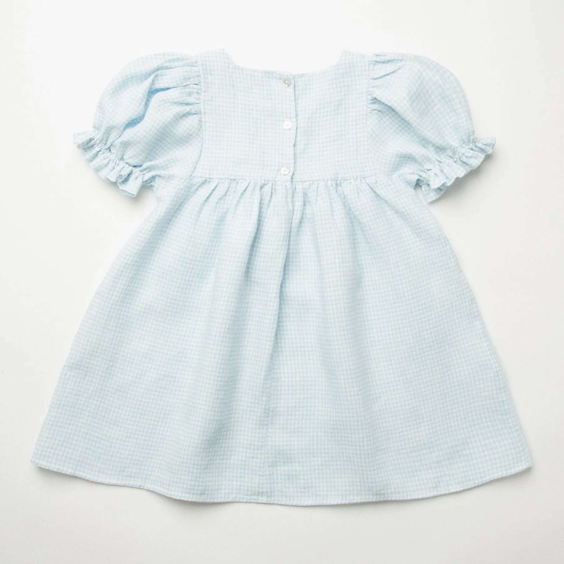 Skipping Dress, Baby Blue & Milk Mini Check
