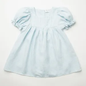 Skipping Dress, Baby Blue & Milk Mini Check