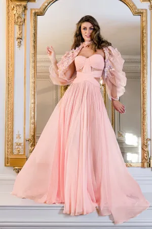 Strapless A-Line Dress with Tulle Bolero