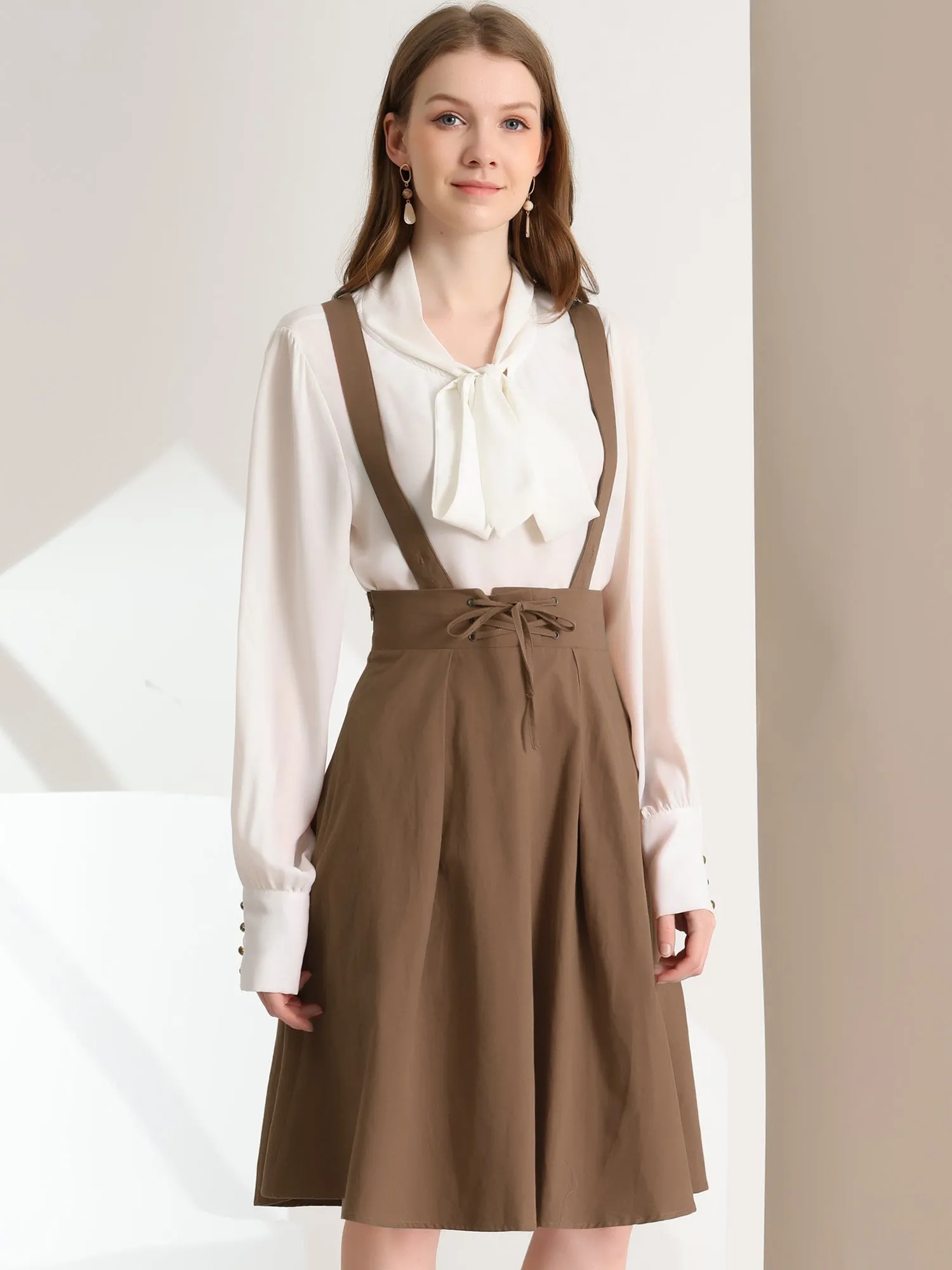 Suspender Braces Skirt Elastic Waist Overall Dress