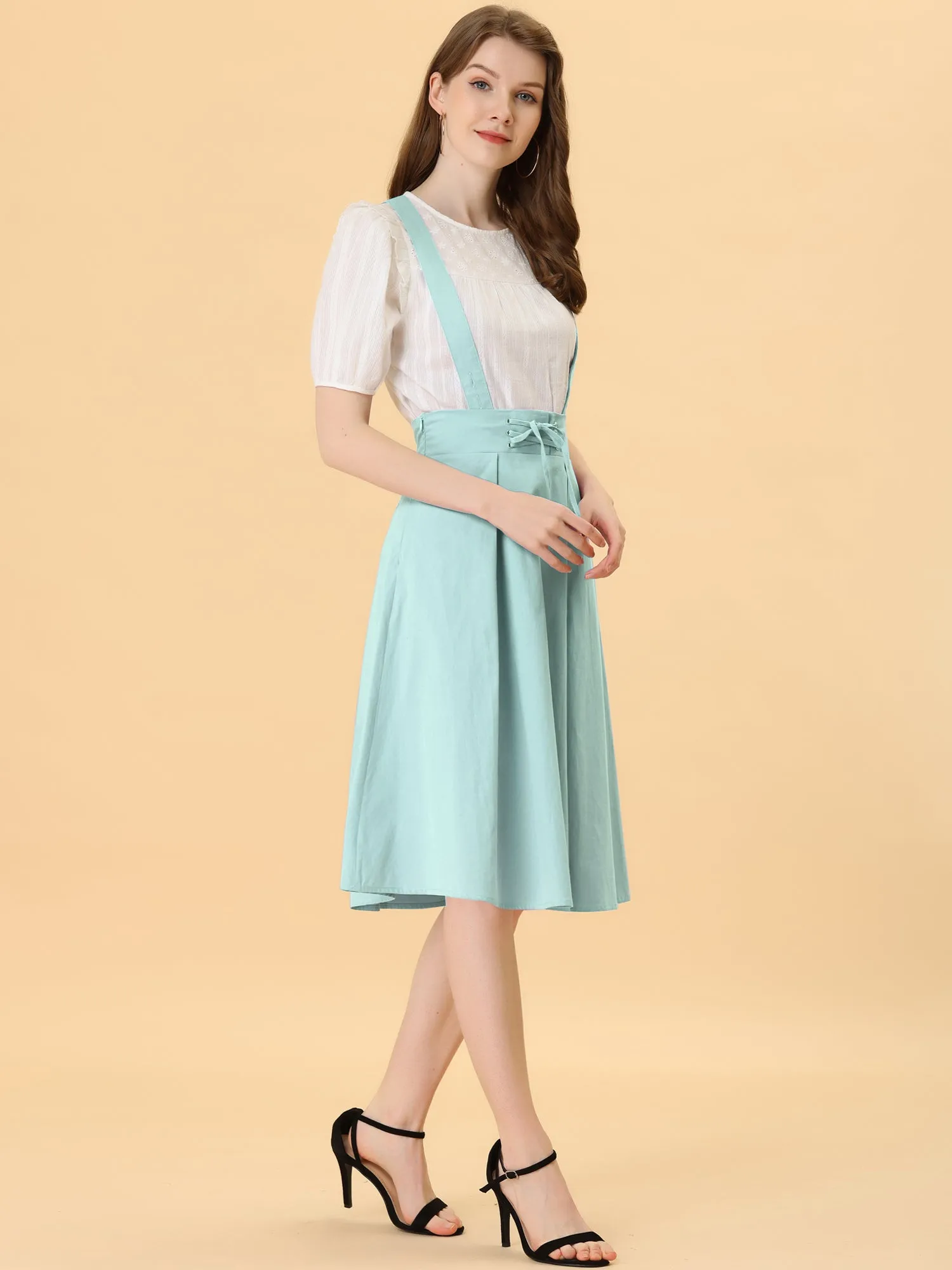 Suspender Braces Skirt Elastic Waist Overall Dress