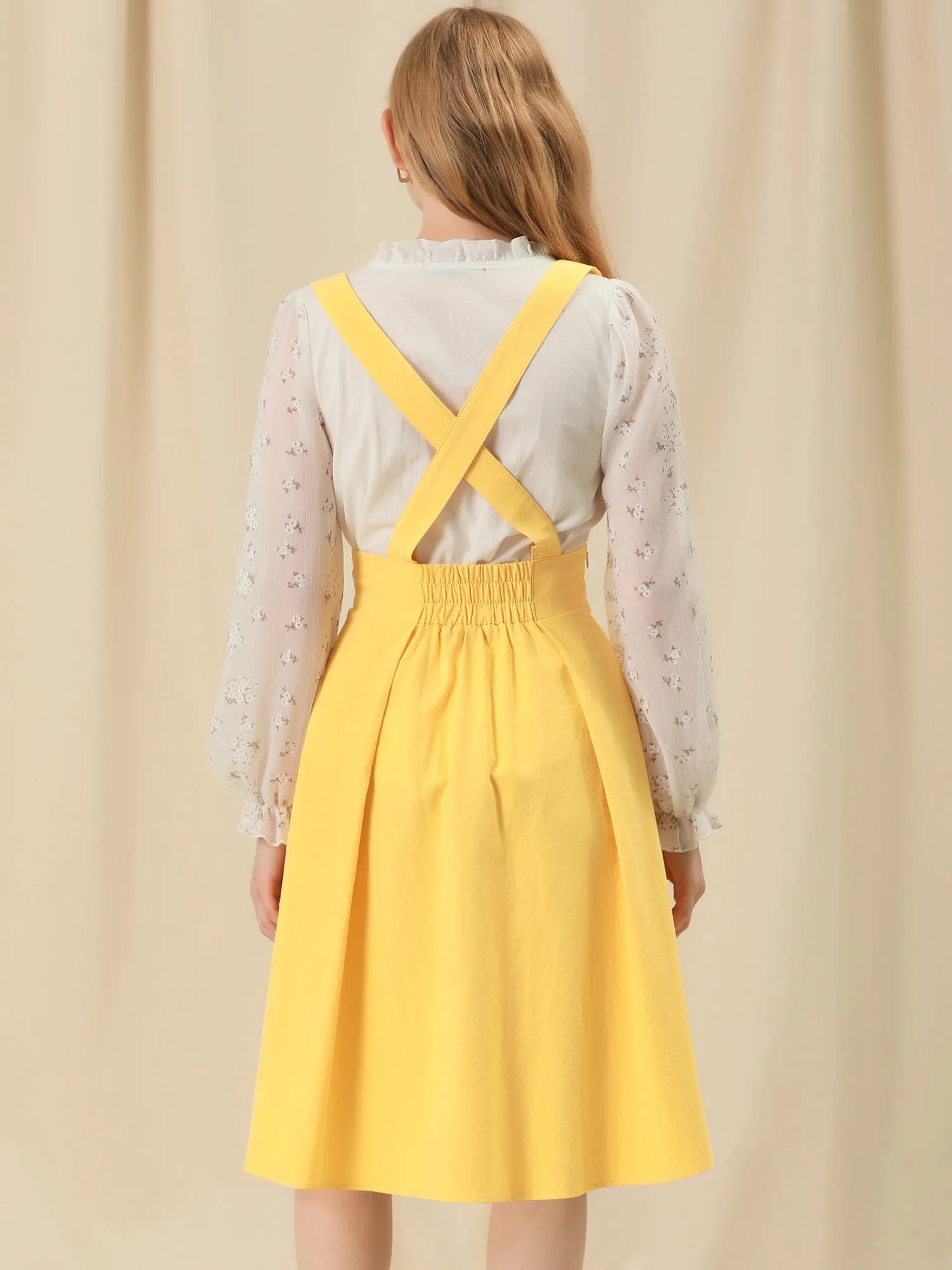 Suspender Braces Skirt Elastic Waist Overall Dress