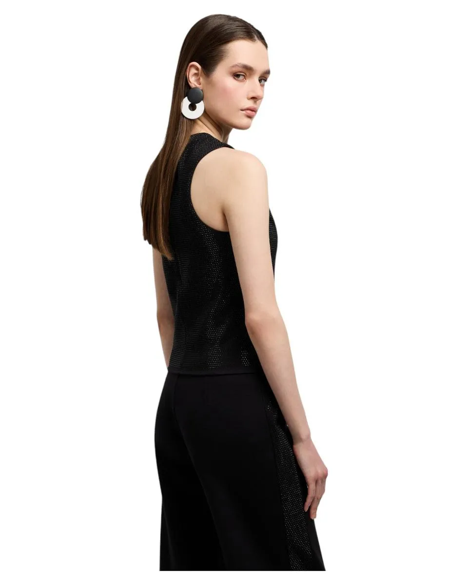 Top in Jersey Interlock con Micro Borchie