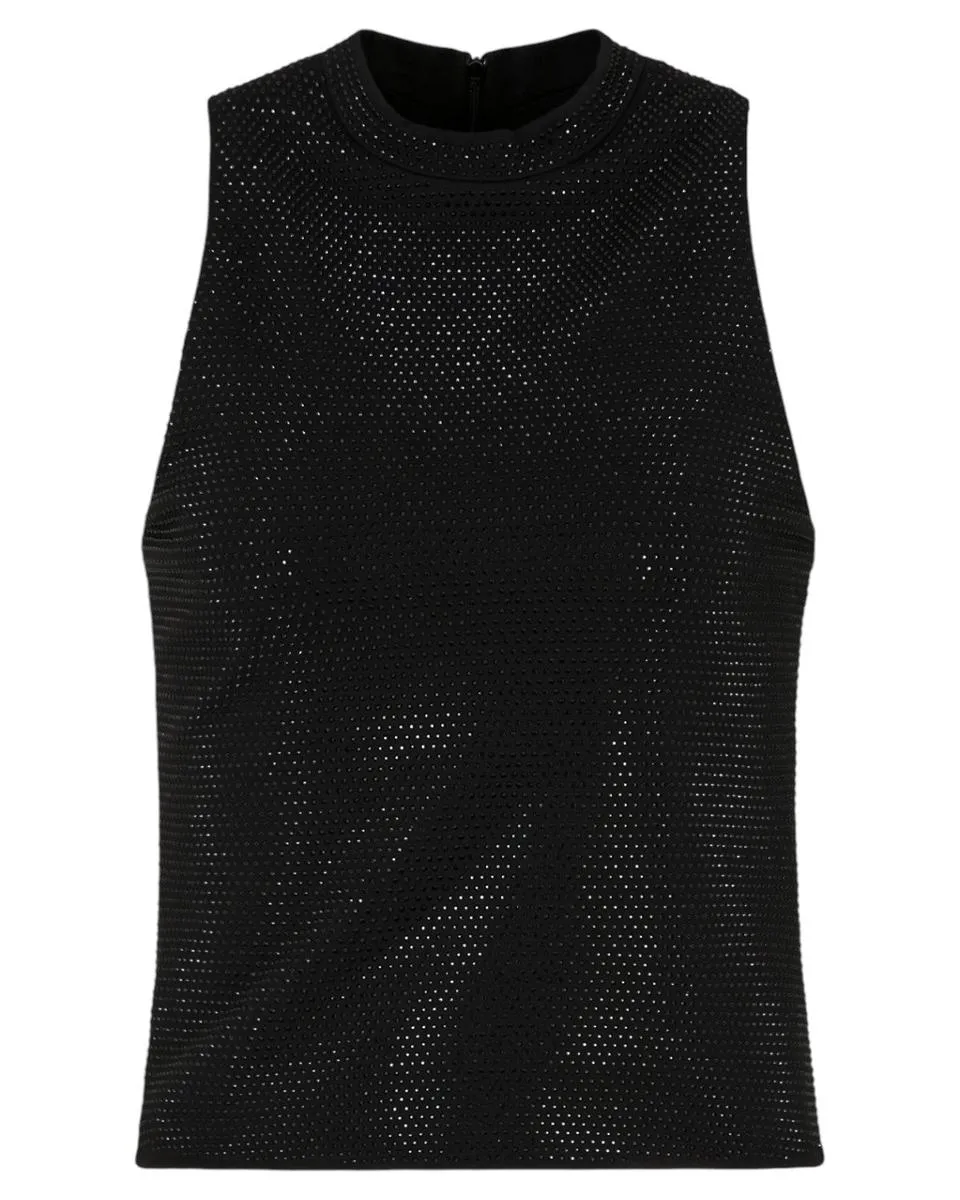 Top in Jersey Interlock con Micro Borchie