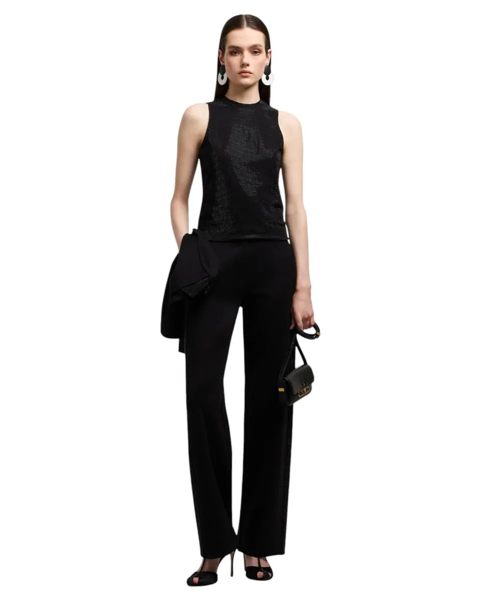 Top in Jersey Interlock con Micro Borchie