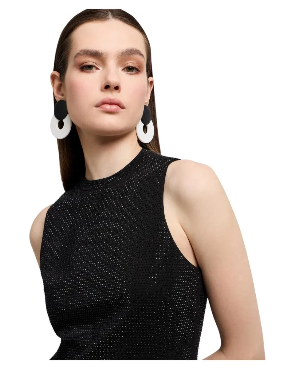 Top in Jersey Interlock con Micro Borchie