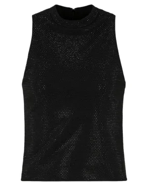 Top in Jersey Interlock con Micro Borchie