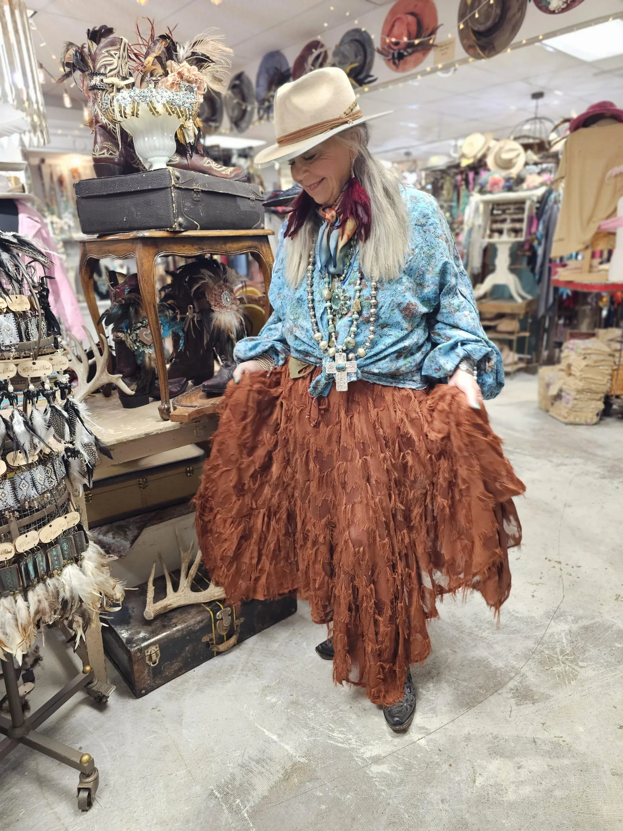 Turquoise Distressed Eyelet Puff Sleeve Top