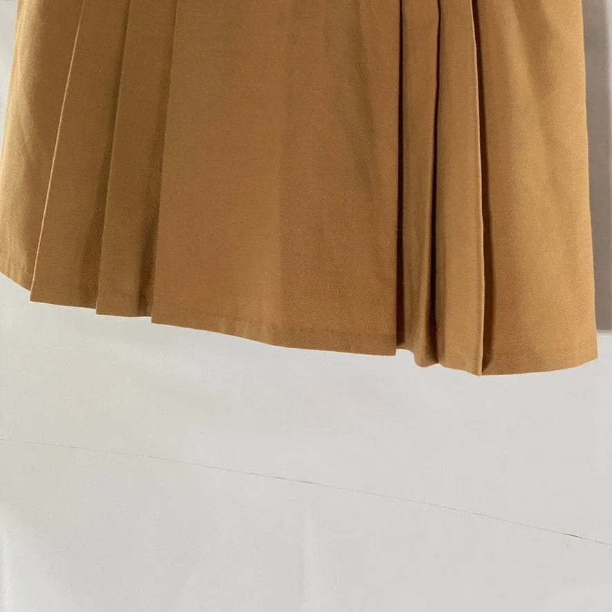 UNBRANDED Women's Academia Brown Button Pleated Mini A-Line Skirt SZ S