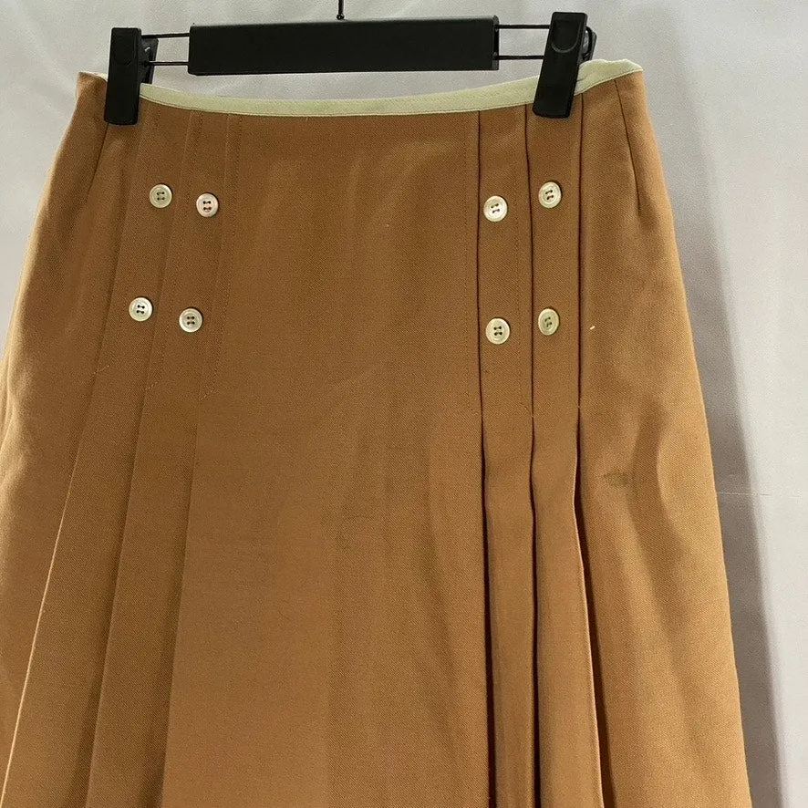 UNBRANDED Women's Academia Brown Button Pleated Mini A-Line Skirt SZ S