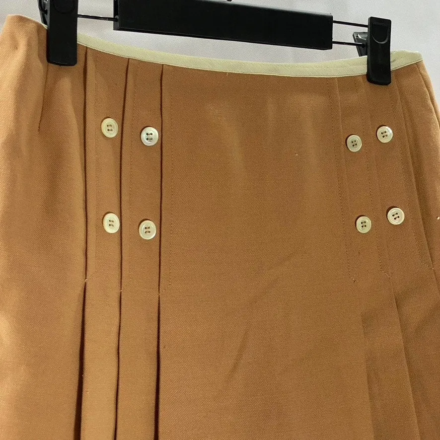 UNBRANDED Women's Academia Brown Button Pleated Mini A-Line Skirt SZ S