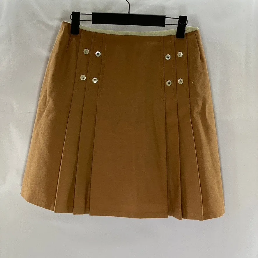 UNBRANDED Women's Academia Brown Button Pleated Mini A-Line Skirt SZ S